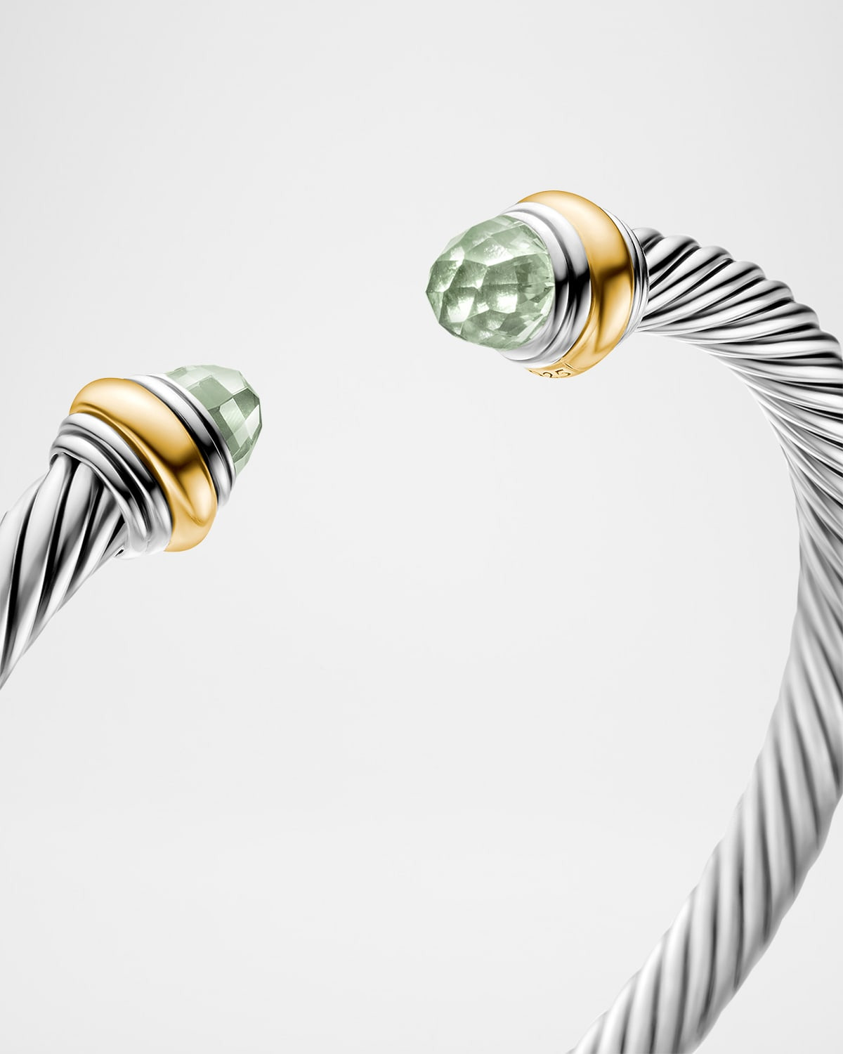 Cable Bracelet with Gemstone in Silver with 14K Gold, 5mm - 7