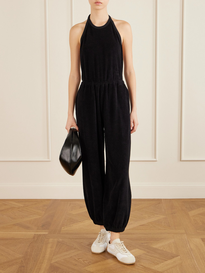 SUZIE KONDI Anna Cotton-blend Terry Halterneck Jumpsuit outlook