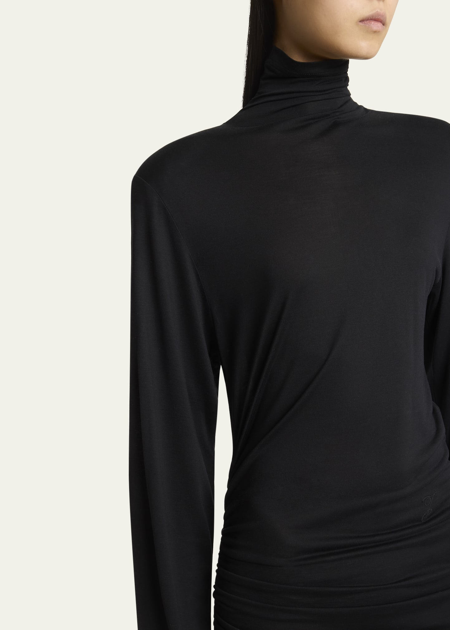 La Spallina Turtleneck Ruched Mini Dress - 5