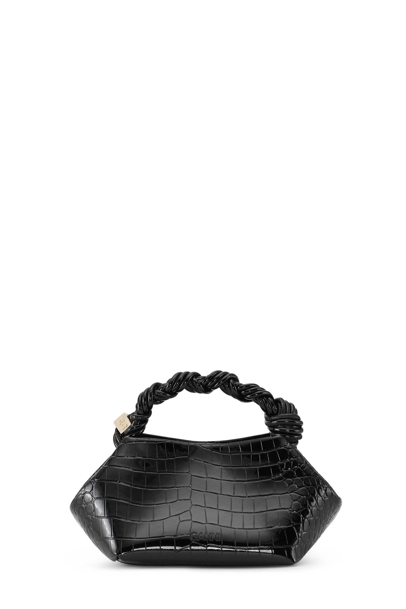 BLACK CROCO PATENT SMALL GANNI BOU BAG - 2