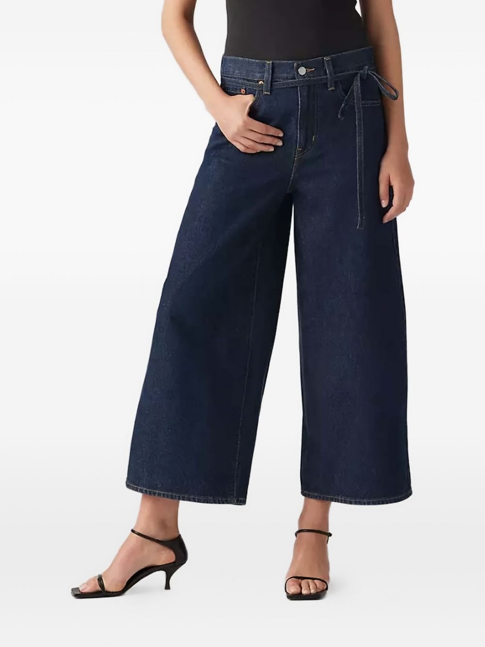 tie-waist cropped jeans - 3