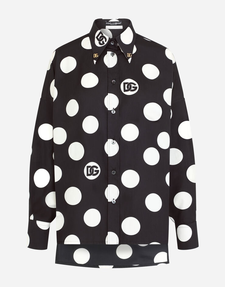 Poplin shirt with polka-dot print and DG embellishment - 3