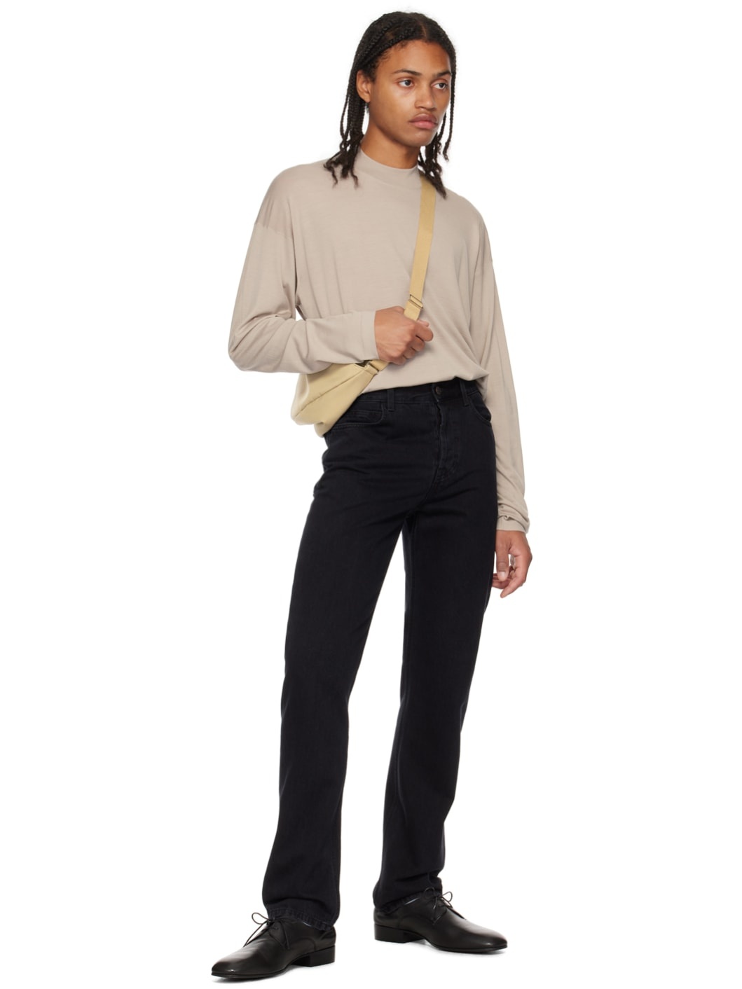 Tシャツ・カットソー [The Row] Delsie Mock Neck in Wool Delsie Mock Neck Black in Wool – The Row