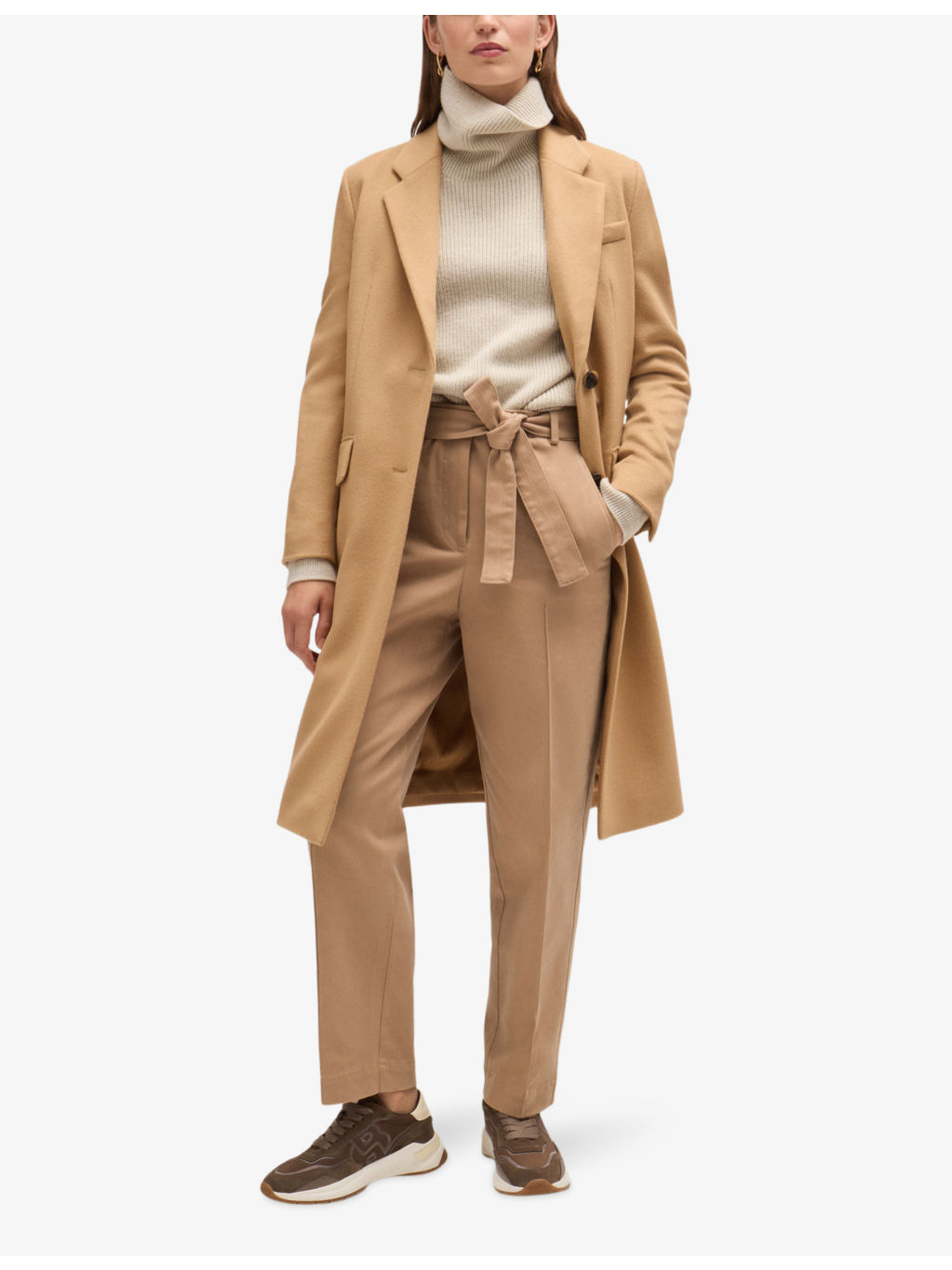 Tie-waist tapered-leg high-rise stretch-cotton trousers - 2