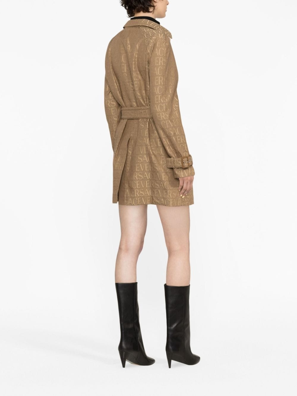 Allover logo-jacquard trench coat - 3
