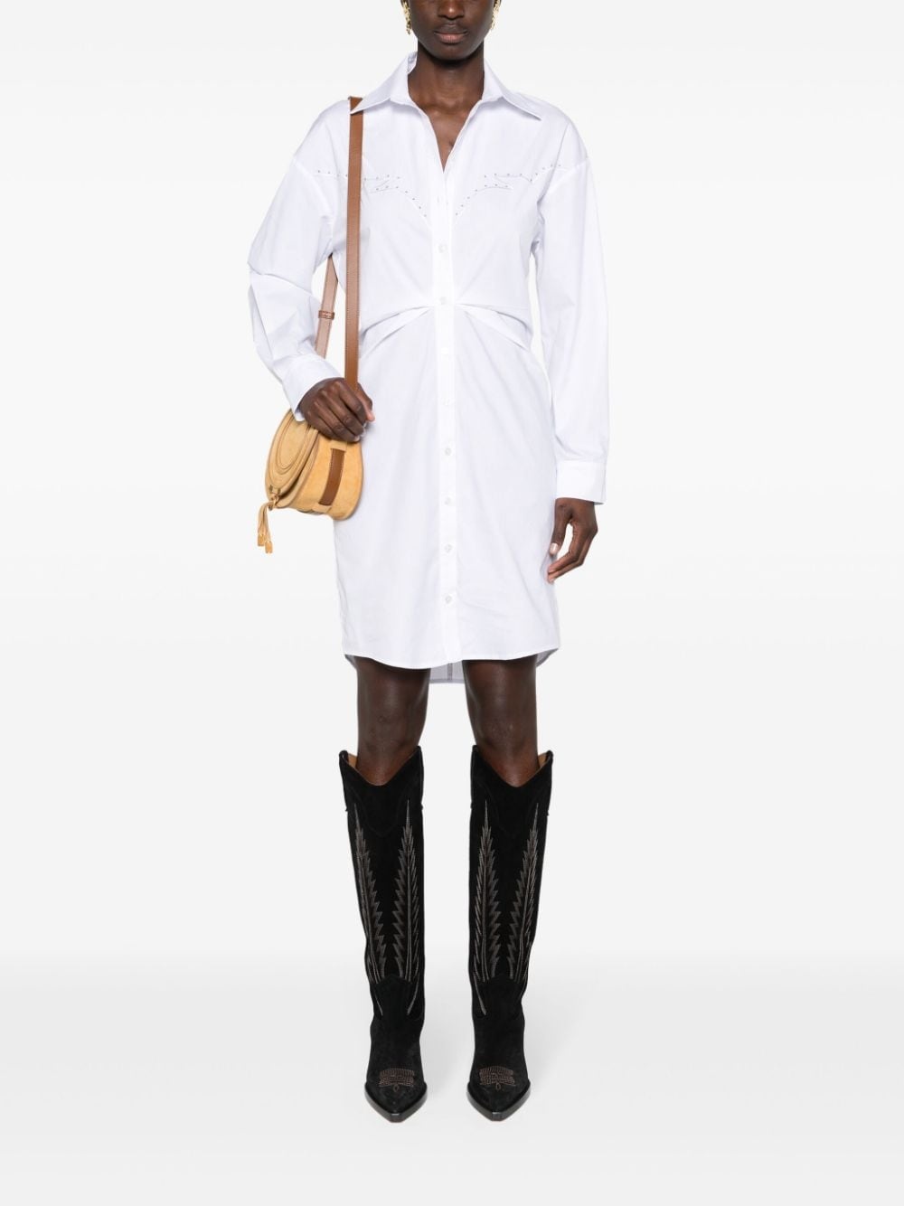 eyelet-detail cotton shirtdress - 2