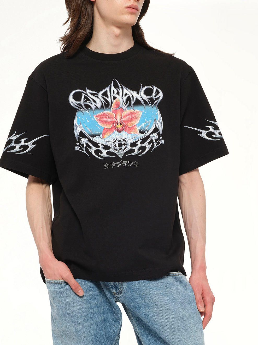 Blades Printed Oversized T-Shirt in Black - 6