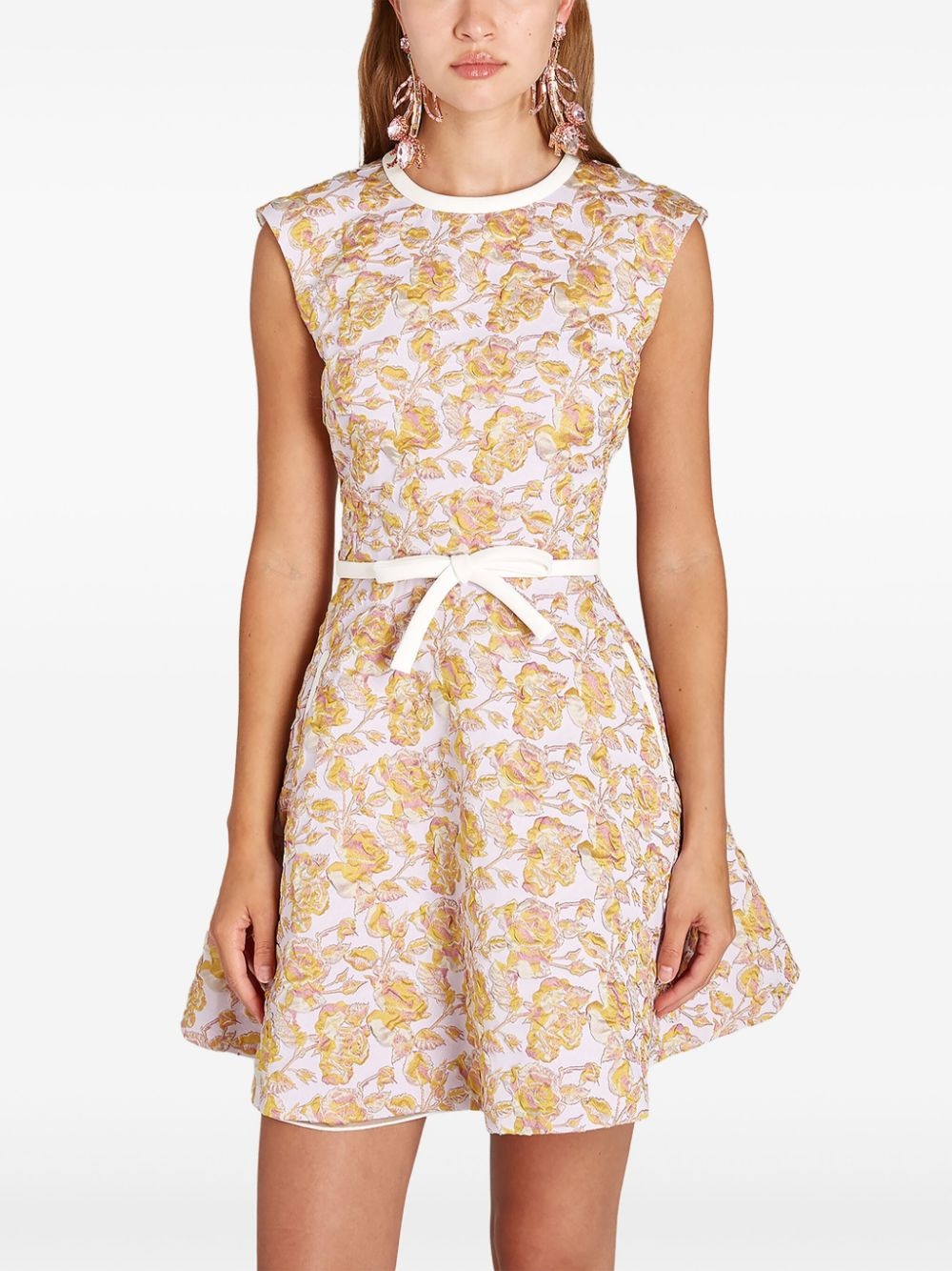 floral-jacquard mini dress - 5