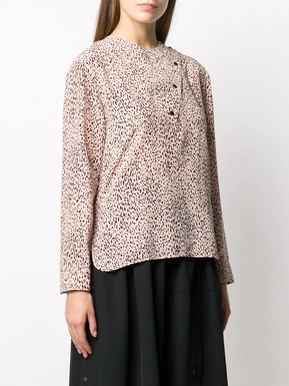 dot print button-detail blouse - 3