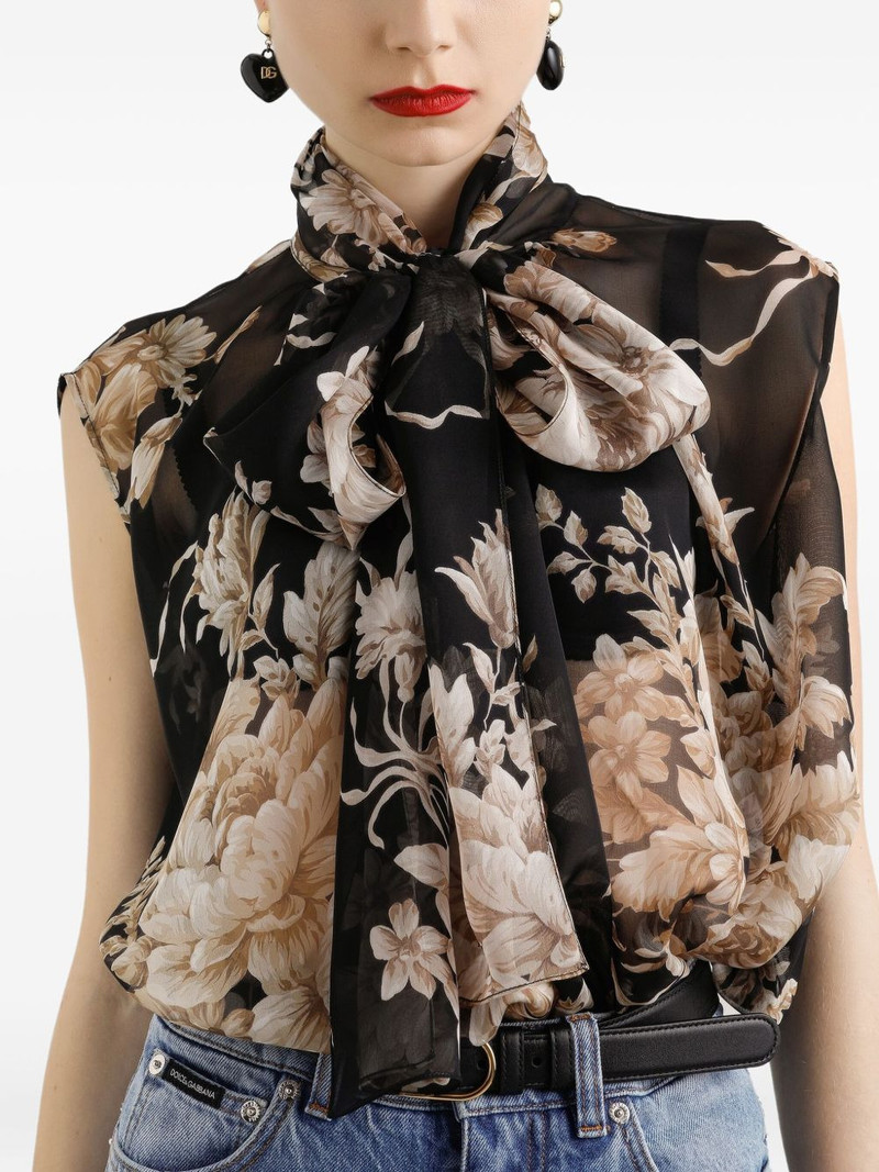 rose-print chiffon sleeveless top 4