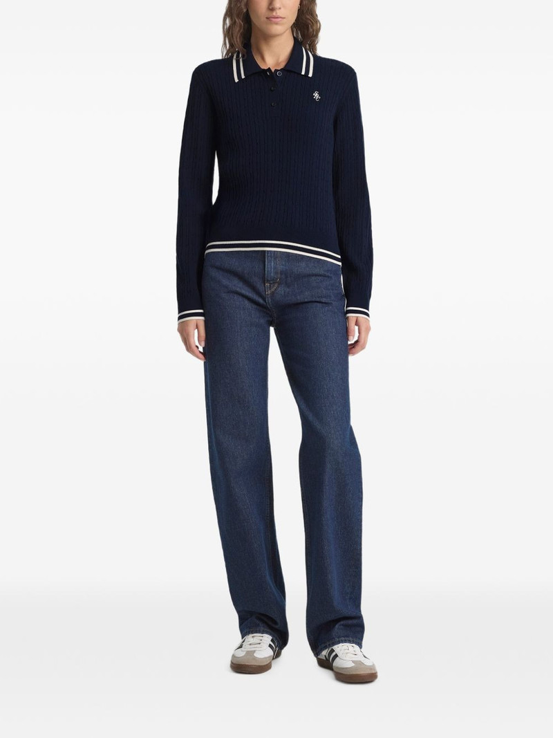 Sporty & Rich cable-knit striped polo shirt outlook