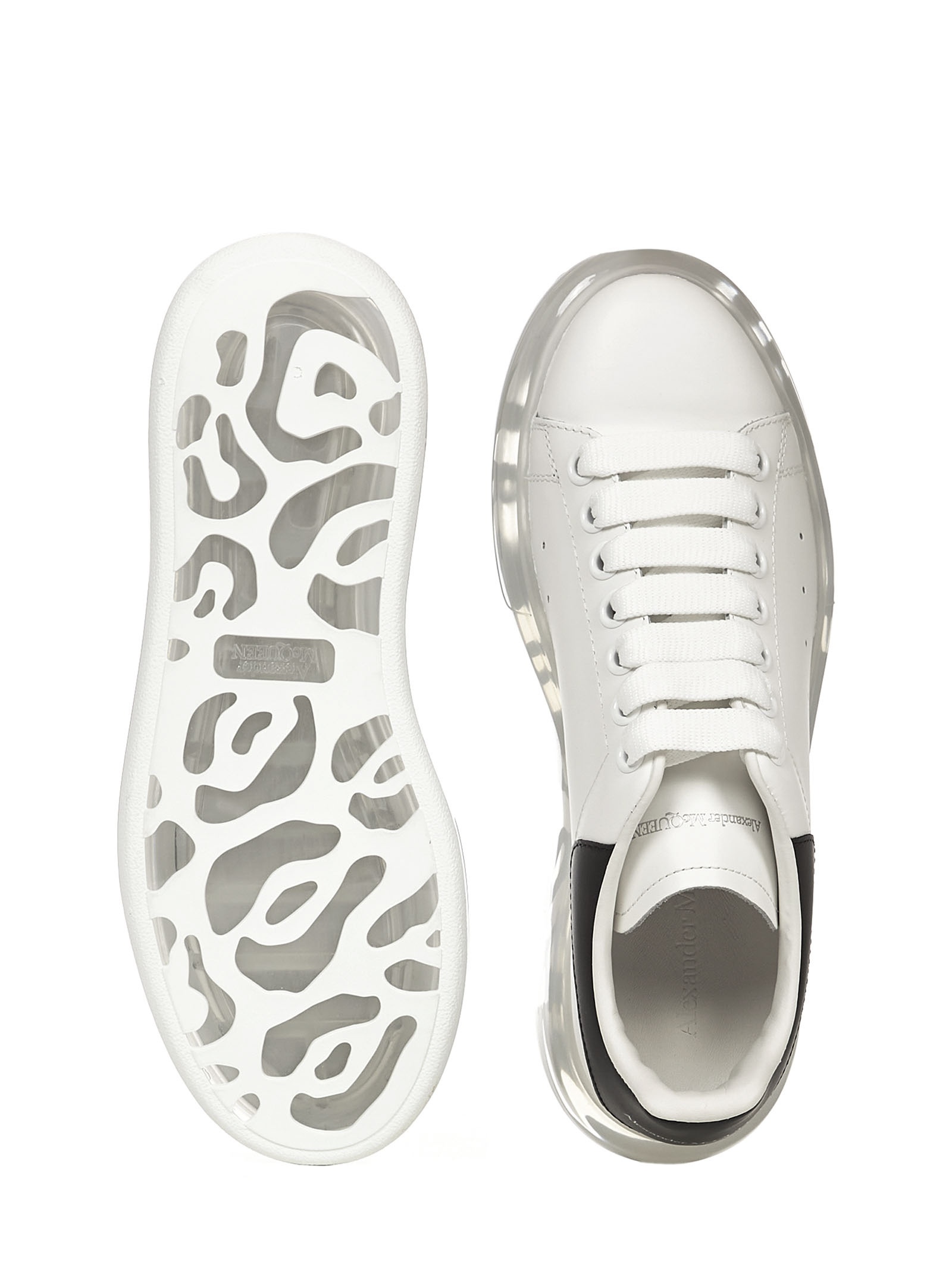 Larry sneakers in white calfskin with black leather insert on the heel and transparent oversized sol - 4