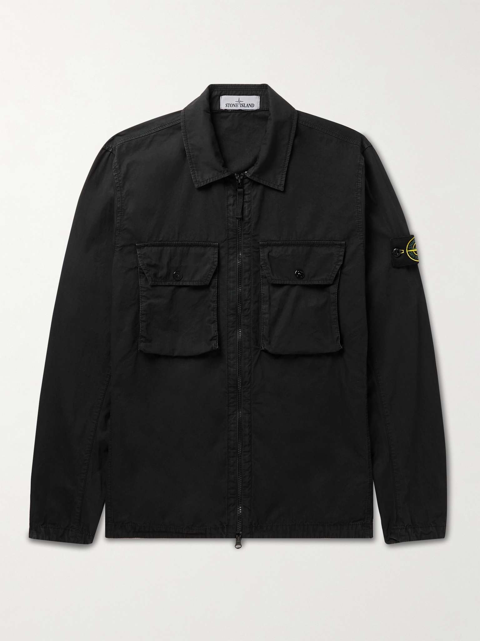 Logo-Appliquéd Garment-Dyed Cotton-Twill Overshirt - 1