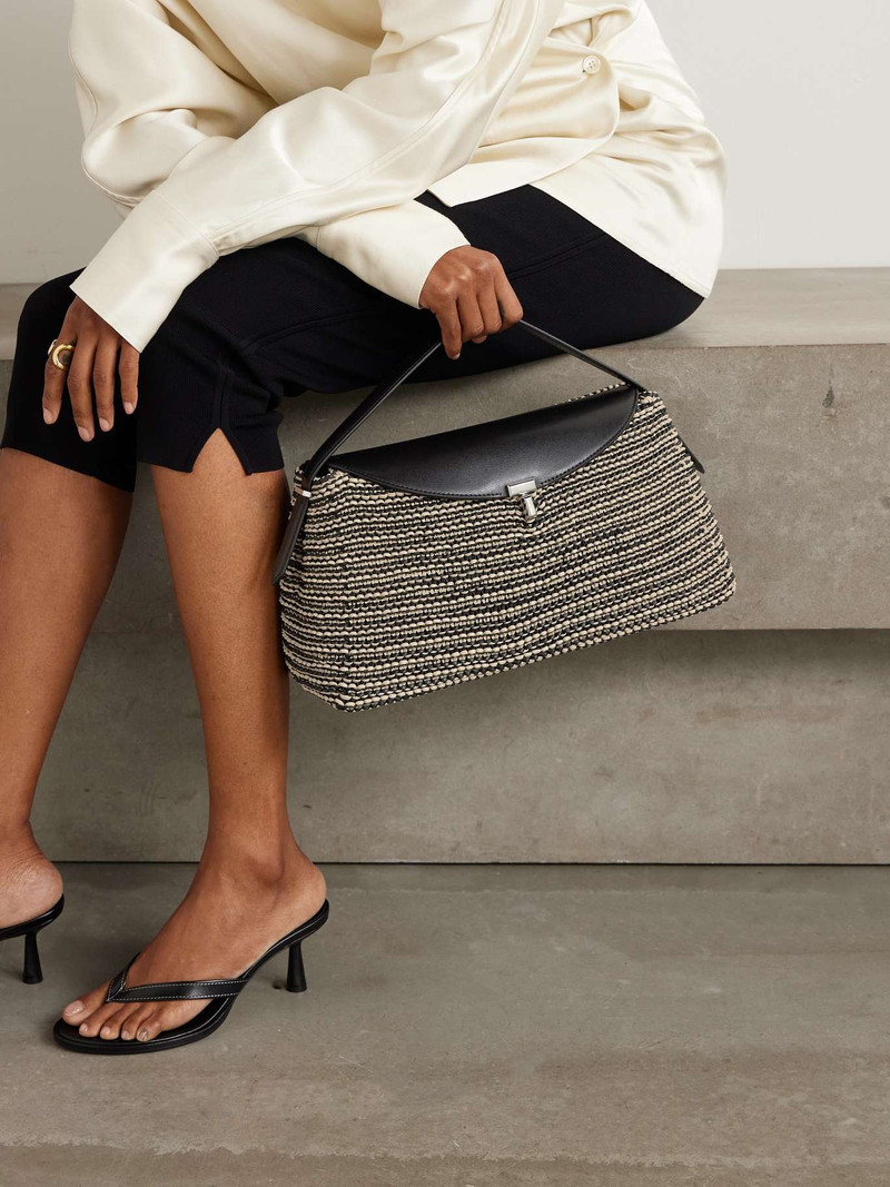 Totême T-Lock woven leather shoulder bag Black outlook