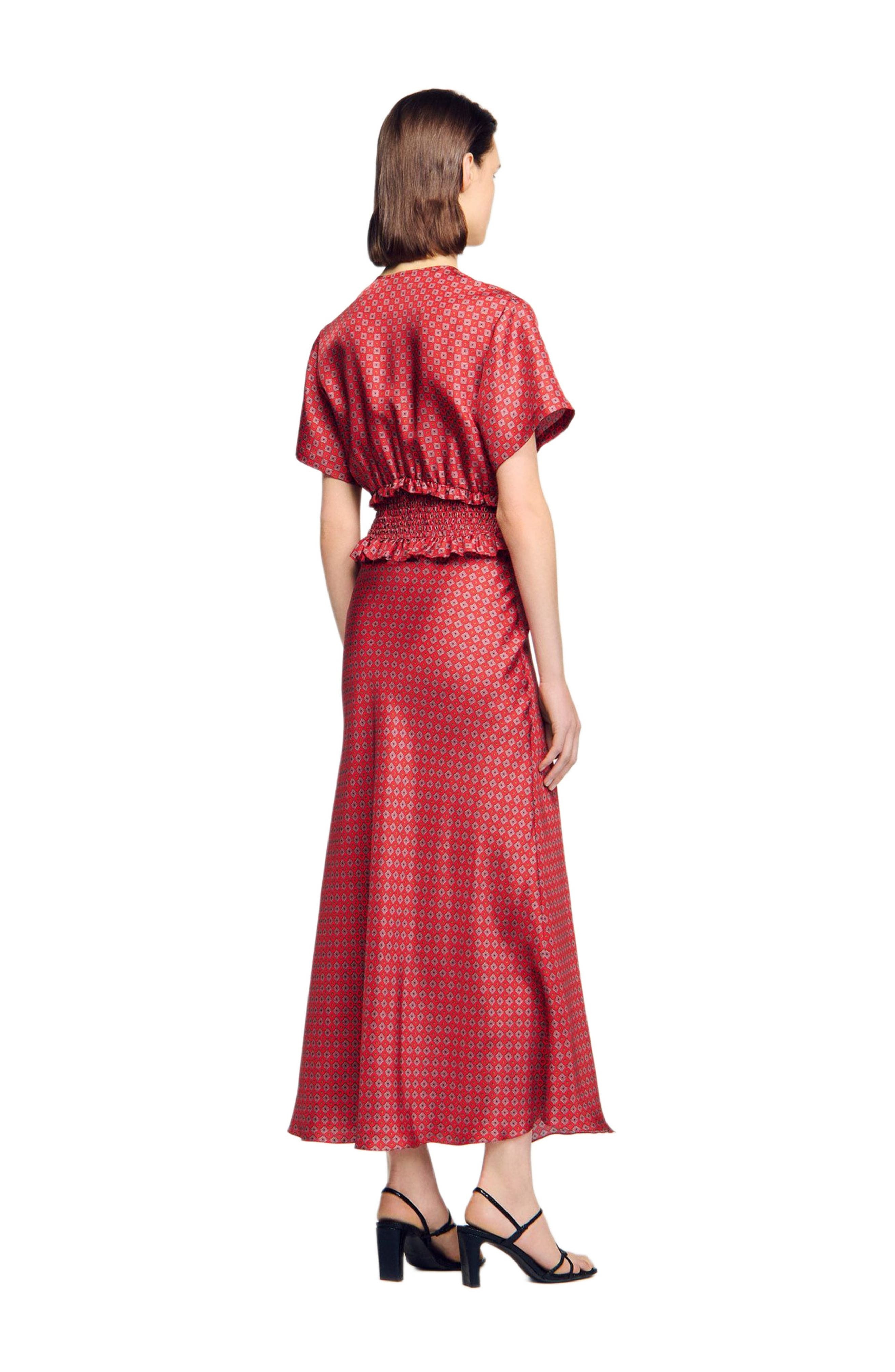 SANDRO Scarf print maxi dress in Red /Pink at Nordstrom - 2