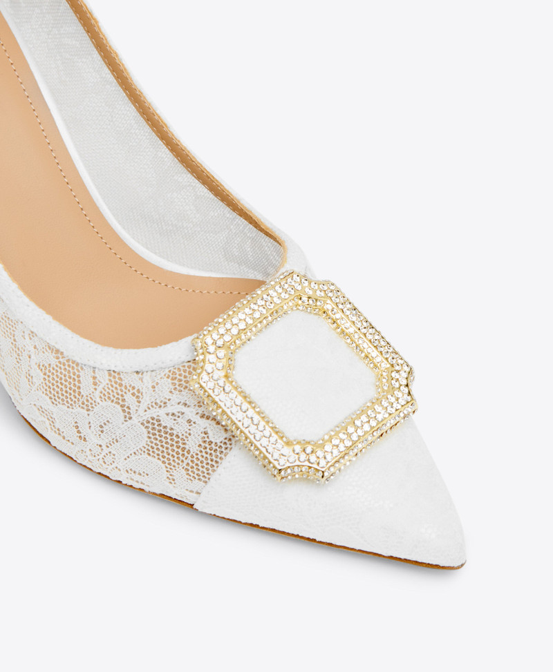 Monroe 70 White Lace Heeled Pumps 4