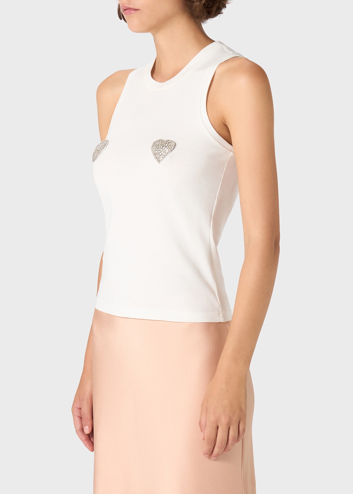 TANK TOP WITH RHINESTONE HEART EMBROIDERY - 5