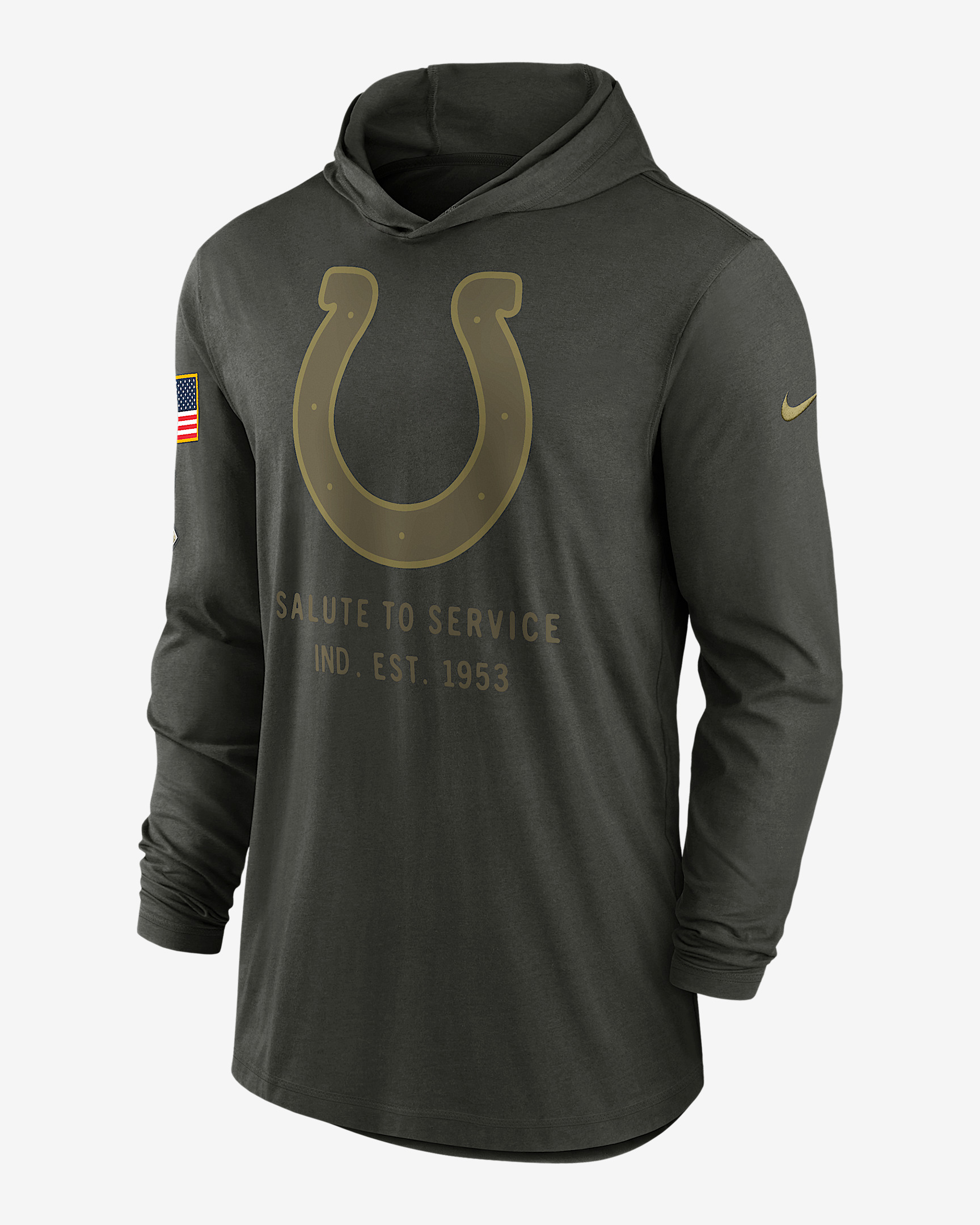 Indianapolis Colts Salute to Service Sideline Men’s Nike Dri-FIT NFL Long-Sleeve Hooded Top - 1
