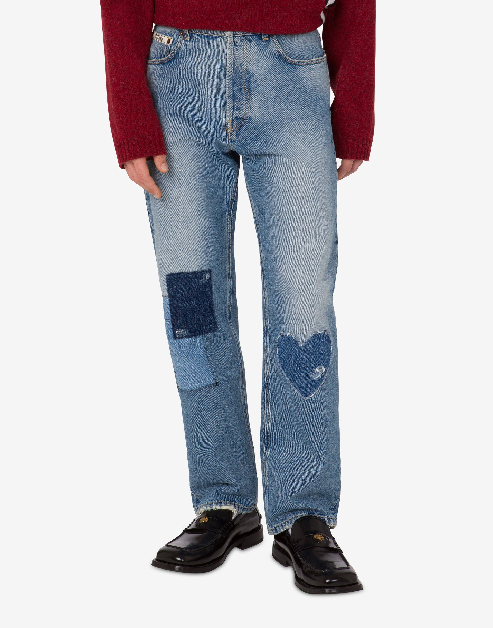 PATCWORK COTTON DENIM PANTS - 2