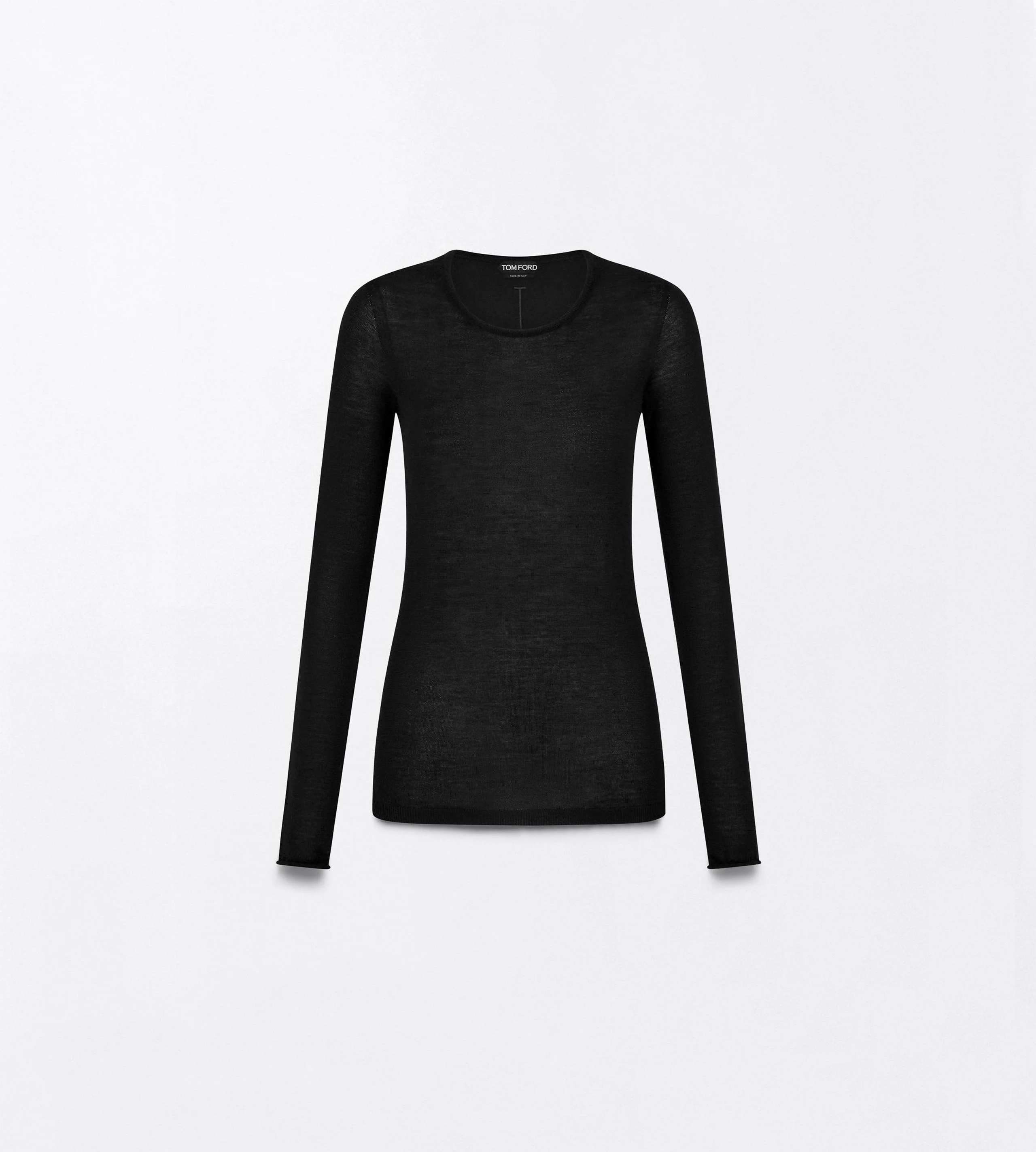 SEAMLESS FEATHERWEIGHT CASHMERE LONG SLEEVE CREWNECK T-SHIRT - 1