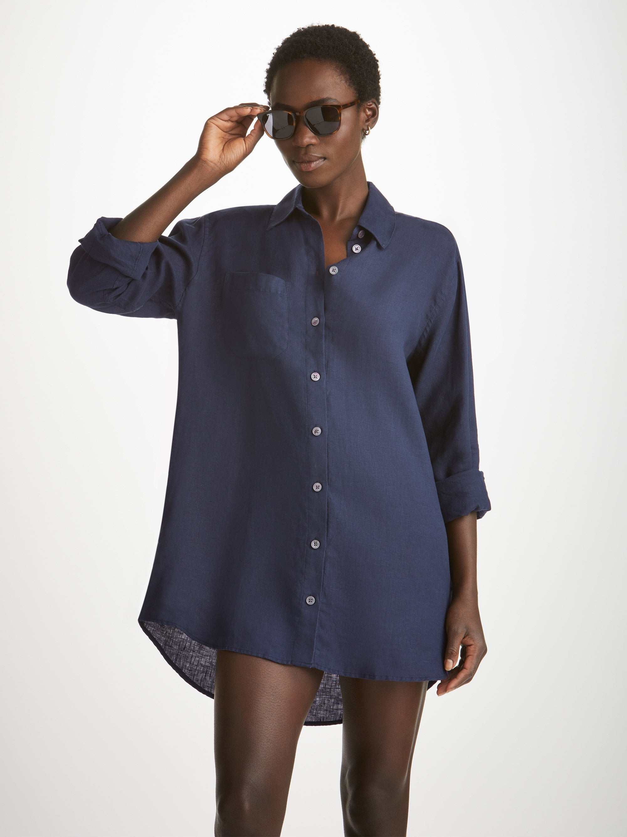 Women's Shirt Sicily Linen Navy - 2