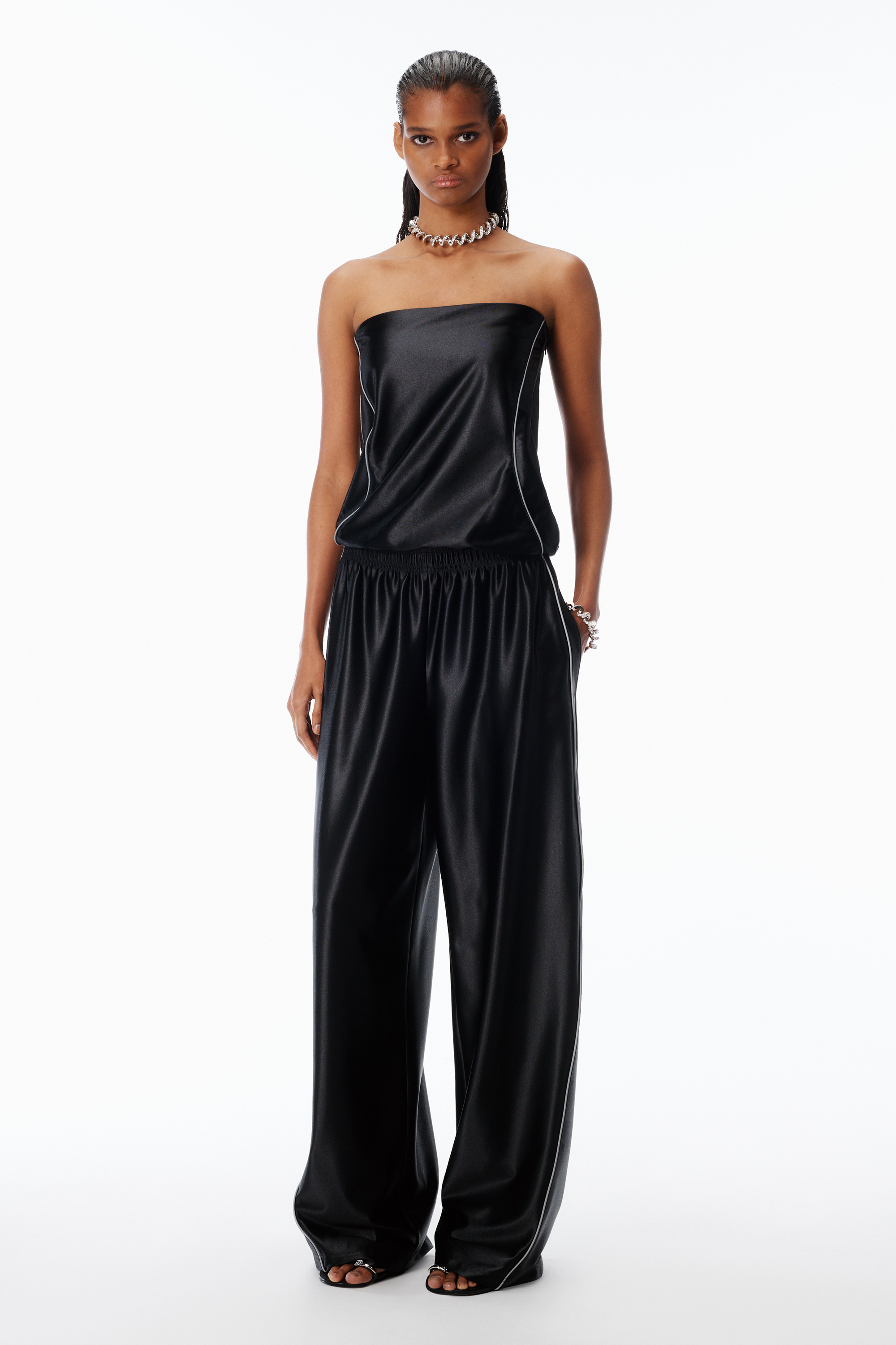 Mid-Rise Trackpant in Satin Faille Jersey. - 2