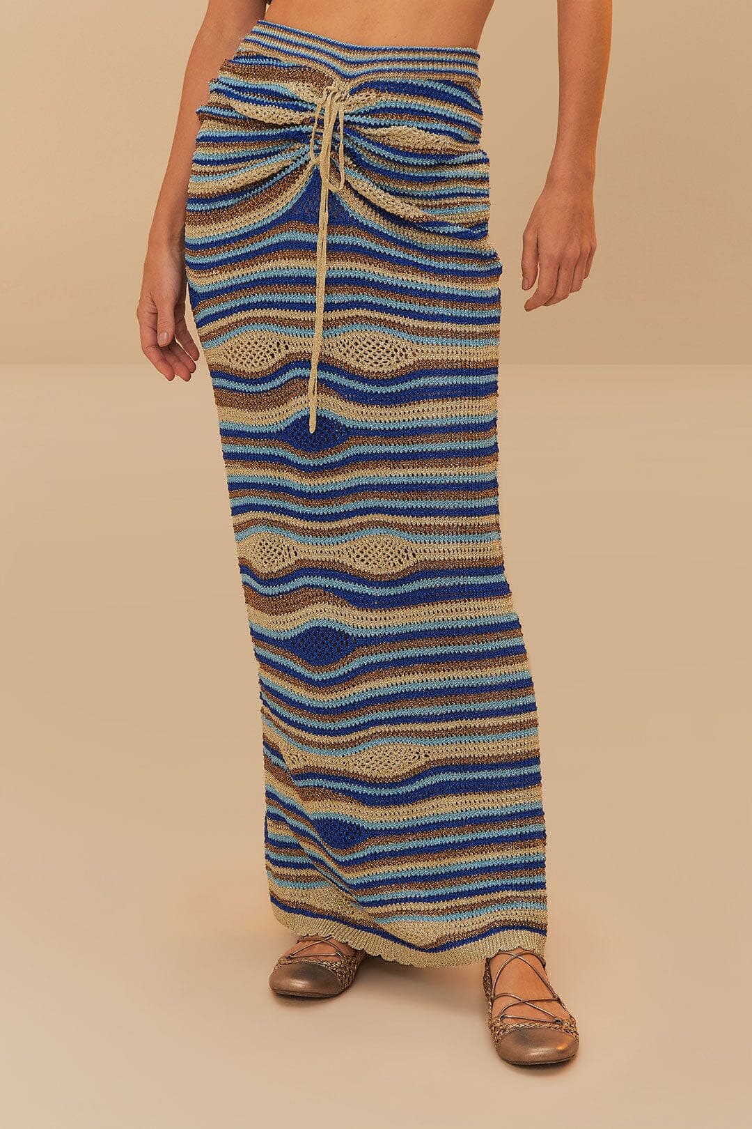 Blue Mixed Waves Knit Skirt - 2