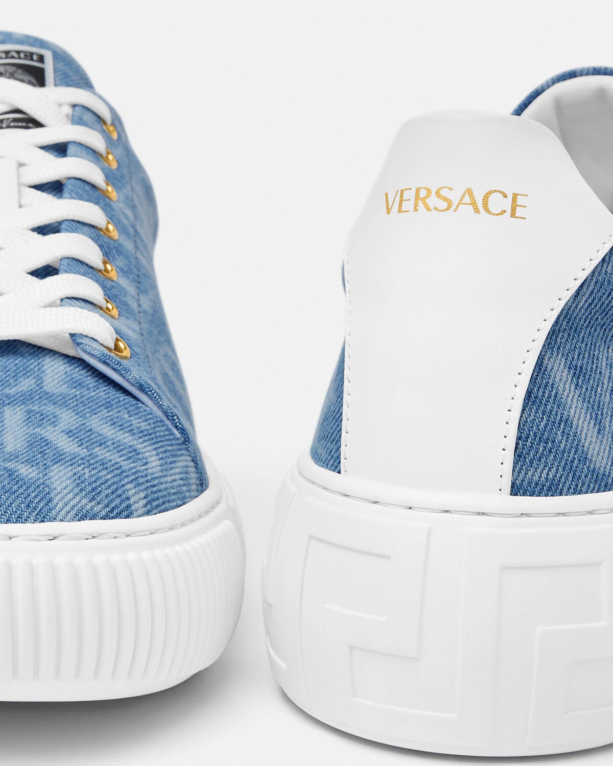 Versace Allover Denim Greca Sneakers - 5