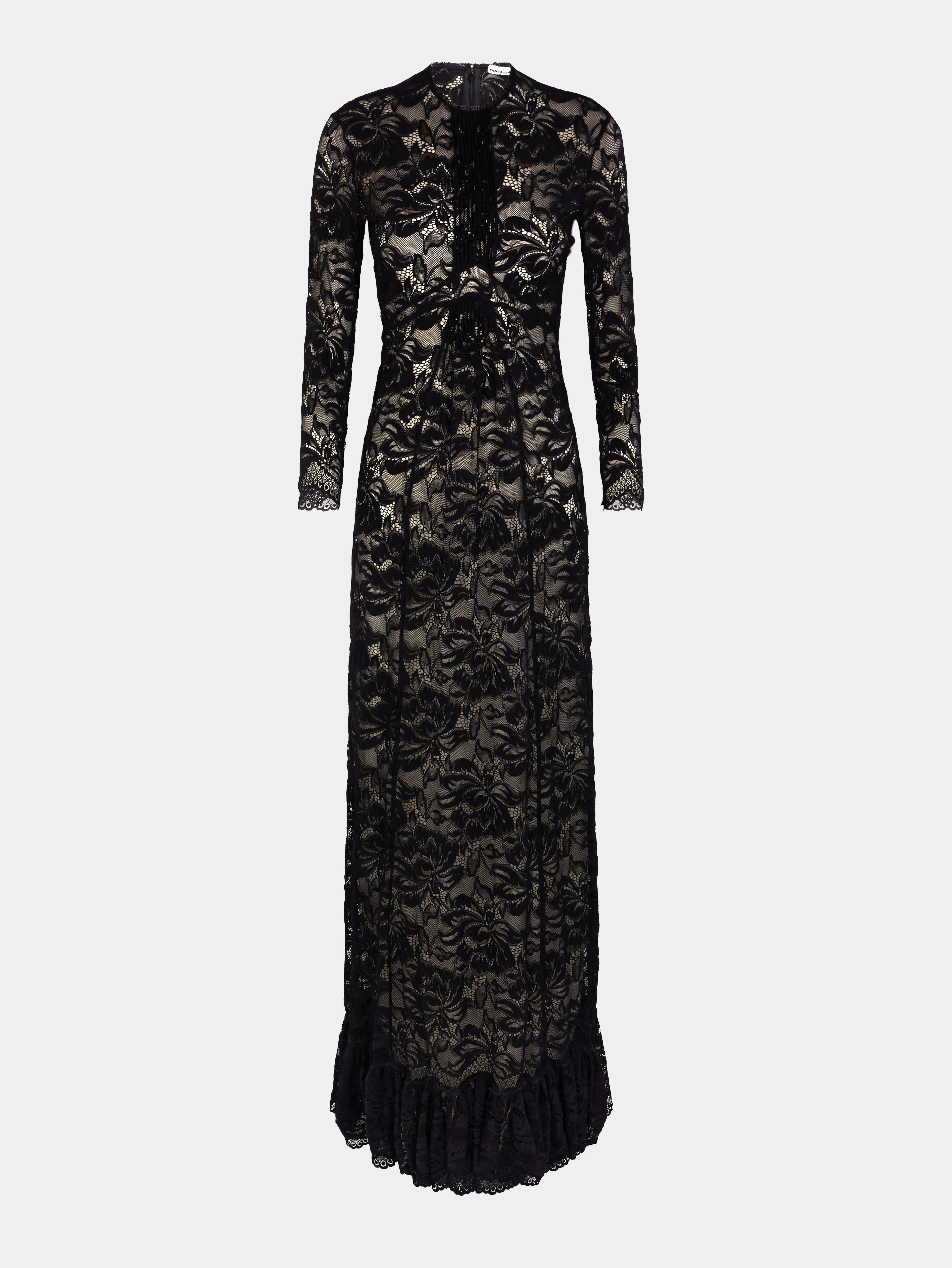 LONG BLACK LACE DRESS - 1