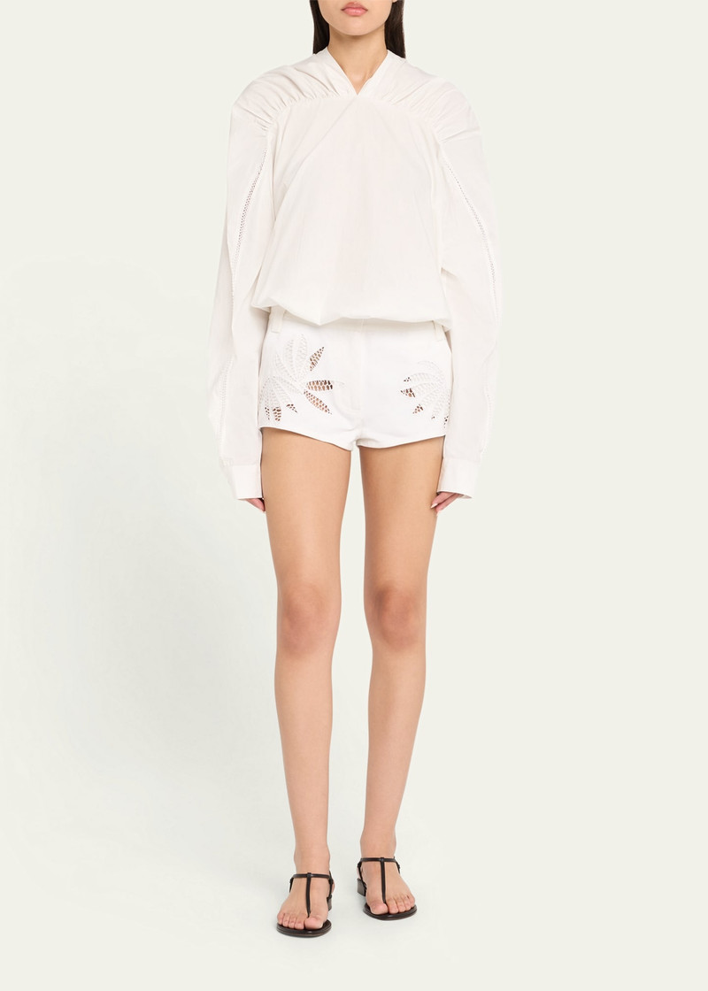 diotima Rider Botanical Cutwork Mini Shorts outlook