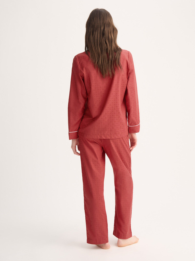Women's Pajamas Cotton Jacquard Red Rose Motif 1