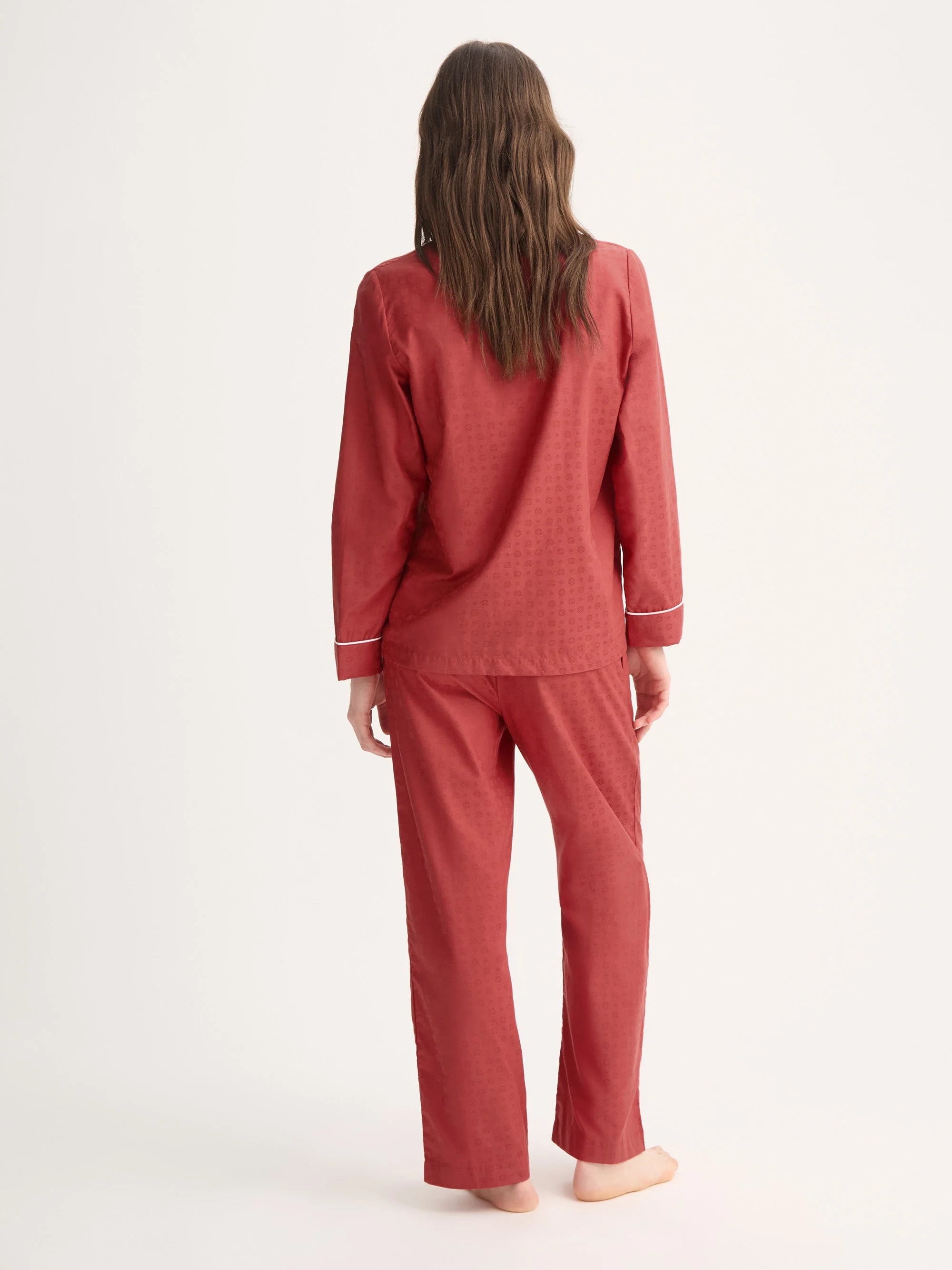 Women's Pajamas Cotton Jacquard Red Rose Motif - 1