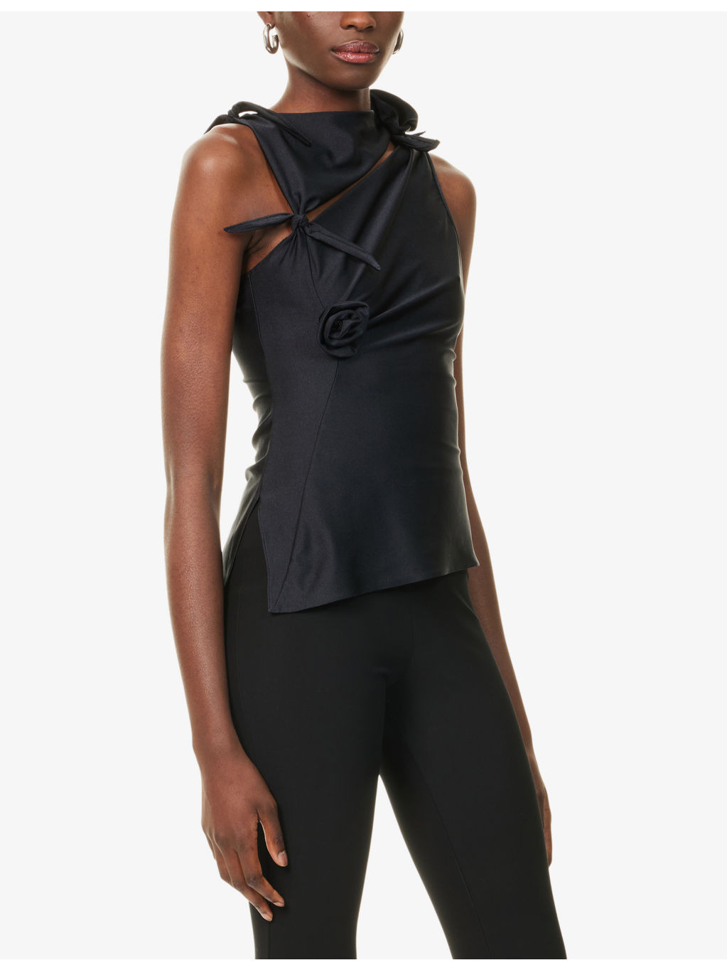 Flower Sleeveless Stretch-Woven Top - 3