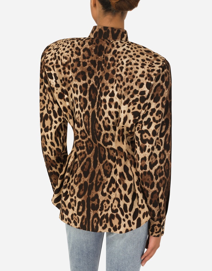 Leopard-print charmeuse shirt - 5