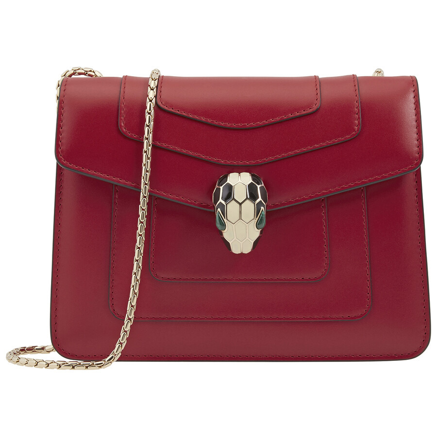 Bvlgari Serpenti Forever Leather Crossbody Bag- Red - 1