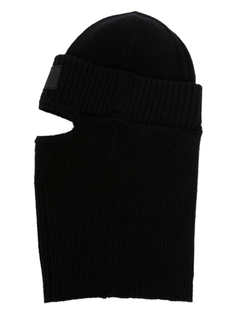logo-patch ribbed-knit balaclava 1