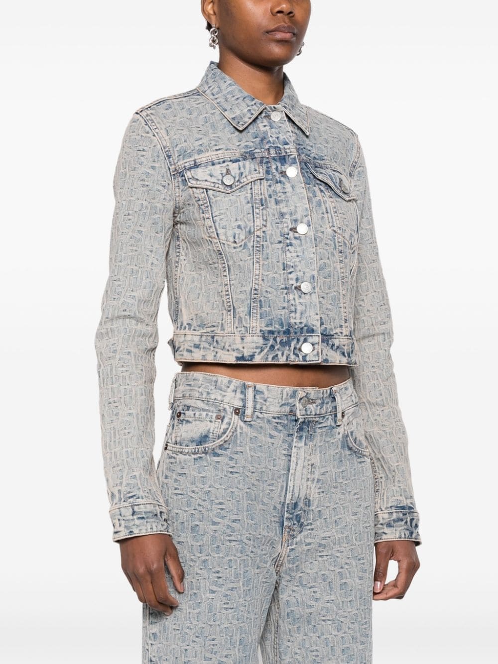monogram-jacquard denim jacket - 3