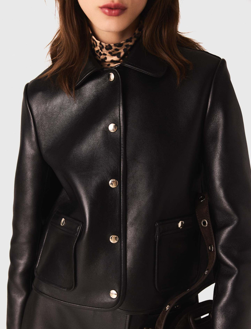Cropped Leather Jacket 8