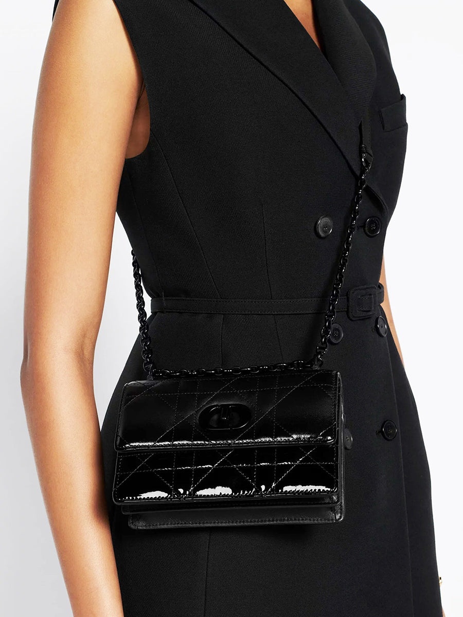 Miss Caro Mini Bag Black Gradient Patent and Matte Cannage Labskin - 6