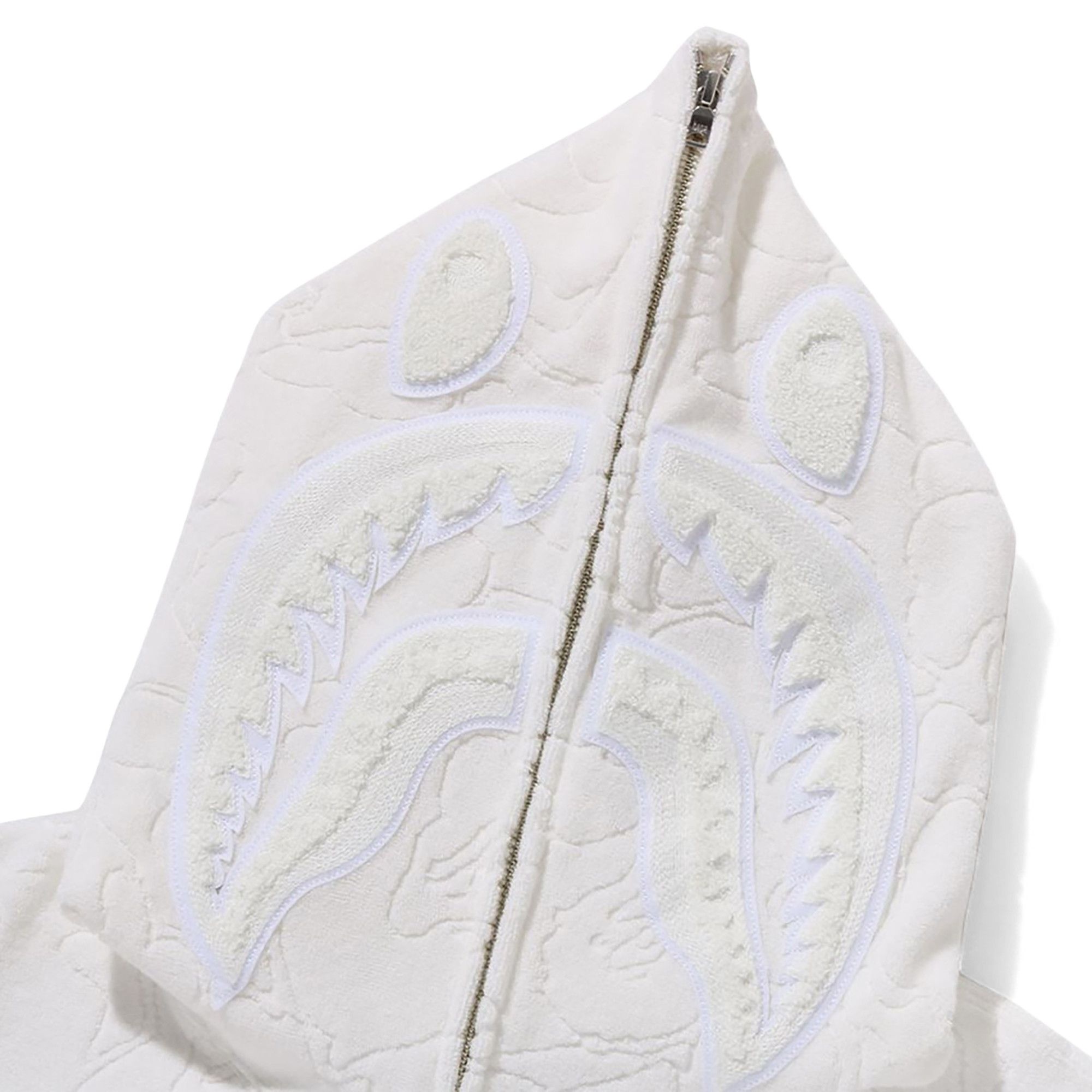 BAPE Line Camo Terry Towel Shark Zip Hoodie 'White' - 3