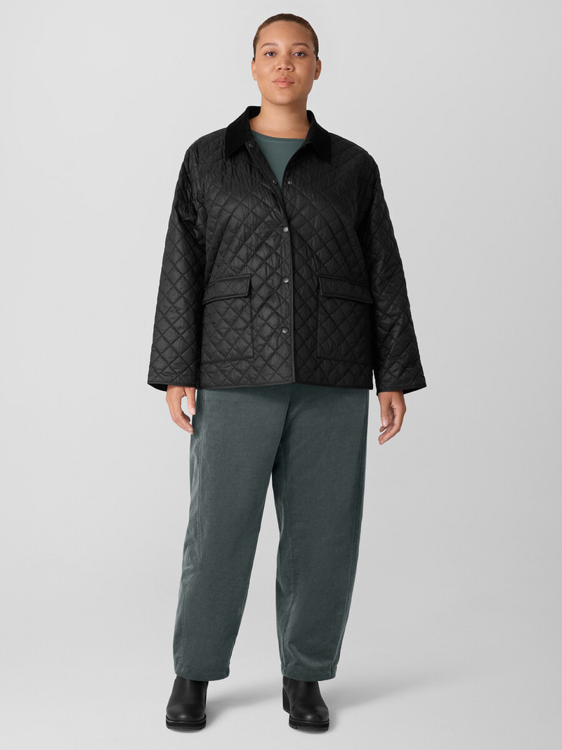 Eggshell Recycled Nylon Quilted Classic Collar Jacket 6