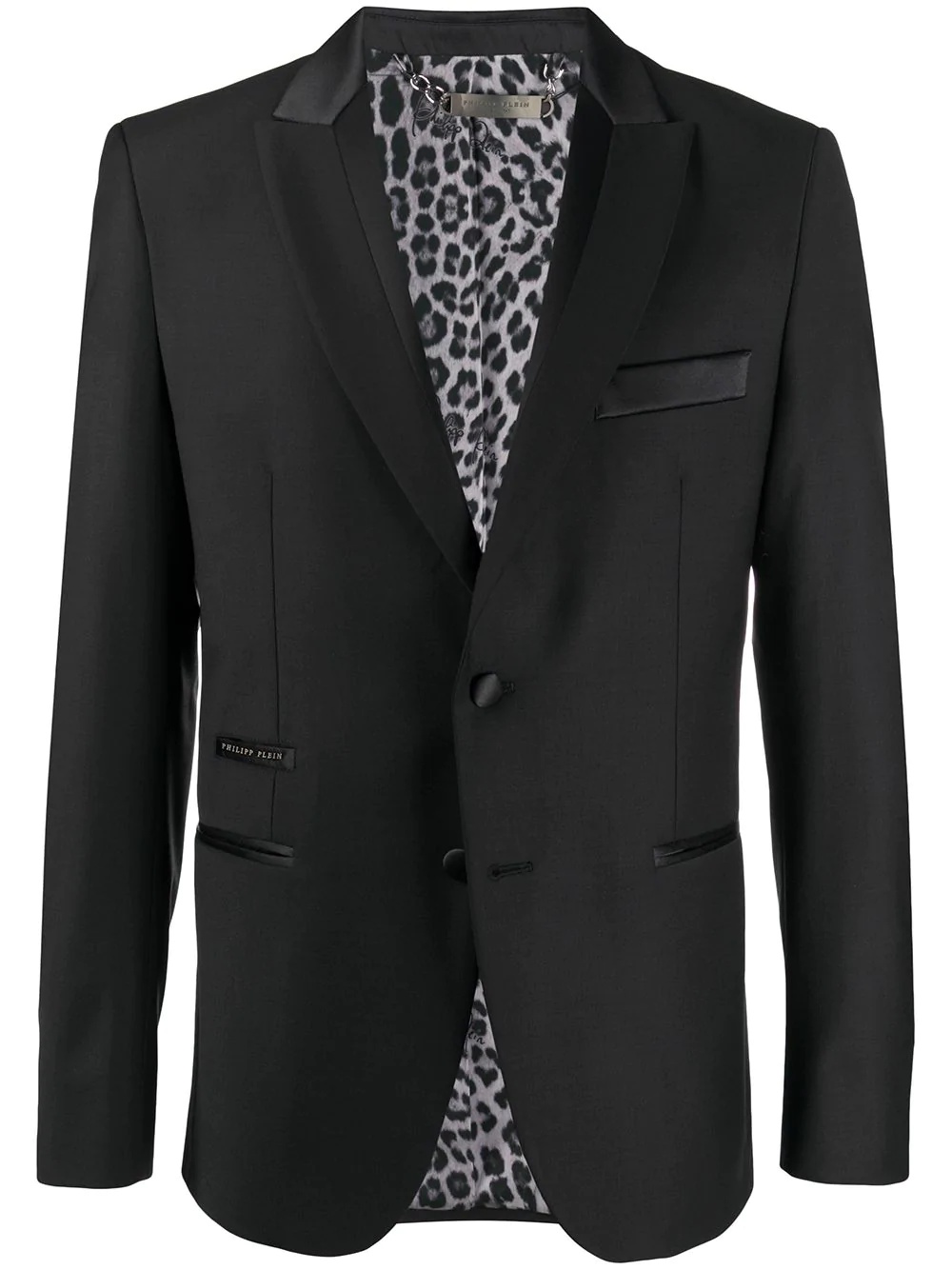 sequin animal-stripe tuxedo jacket - 1