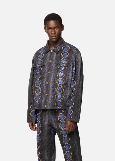 VERSACE Python Print Studded Denim Jacket outlook