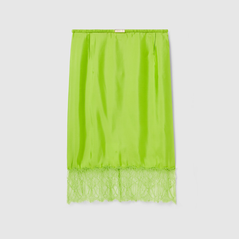 Viscose twill skirt with floral lace - 1