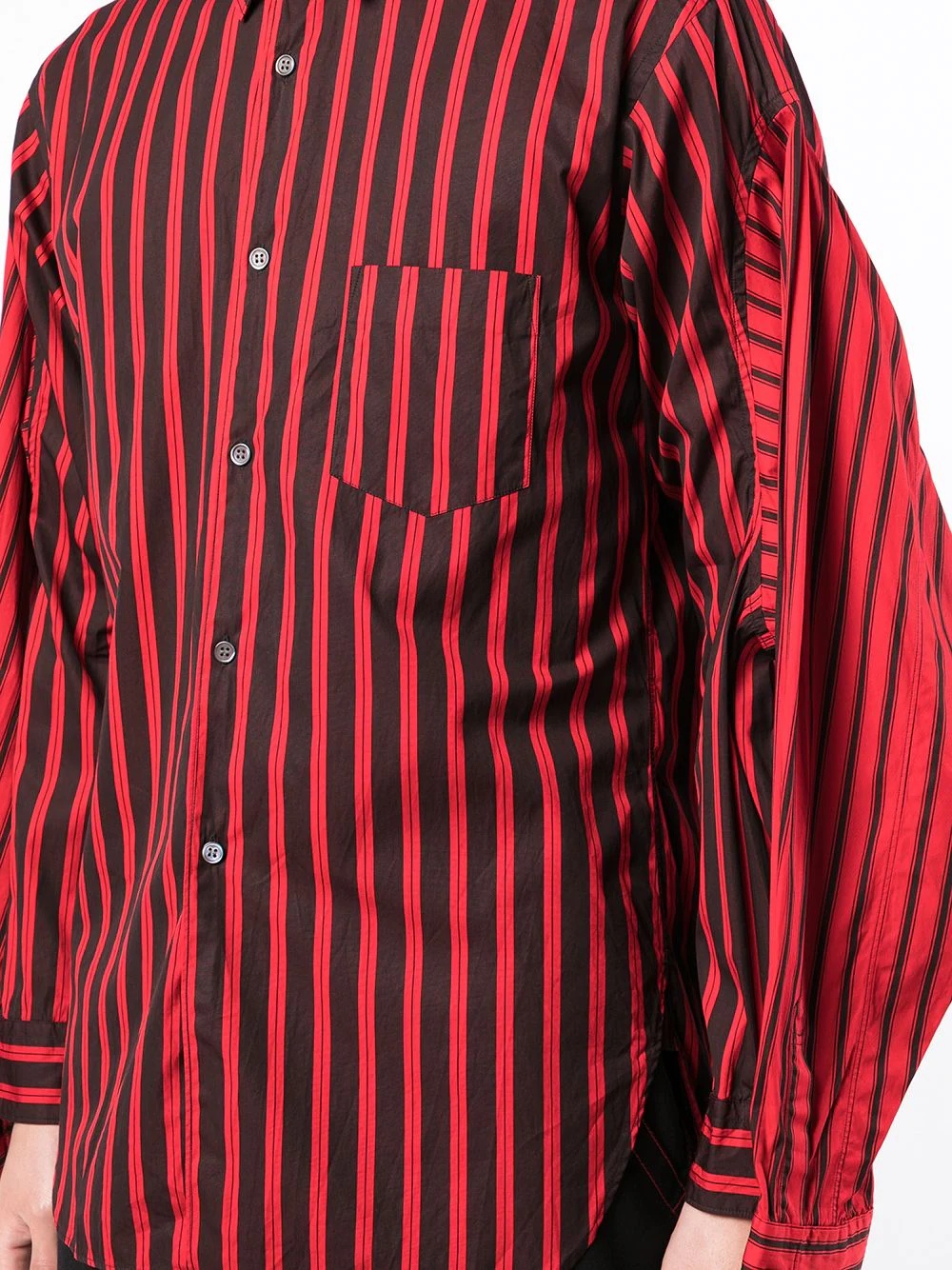 deconstructed stripe-trim shirt - 5