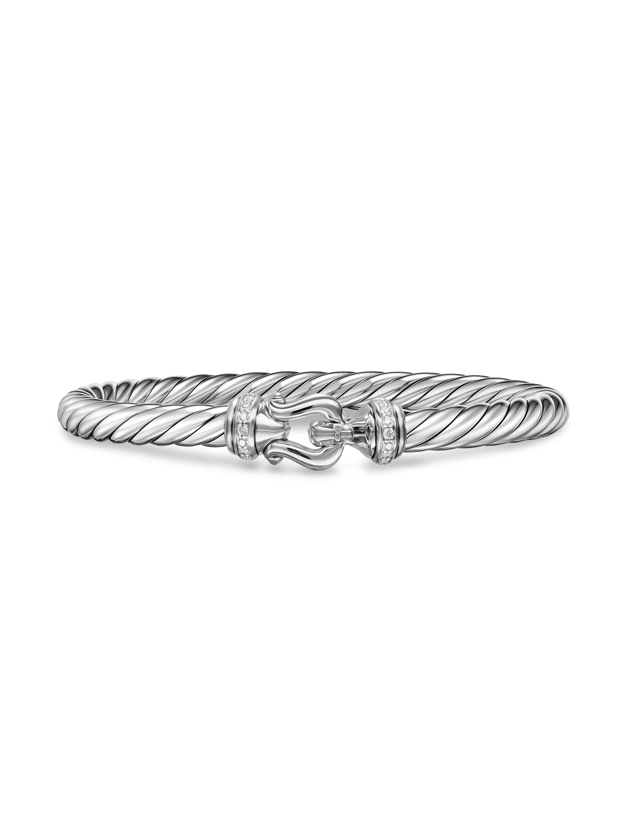 Women's Cable Flex Buckle Bracelet in Sterling Silver - Diamond - 1