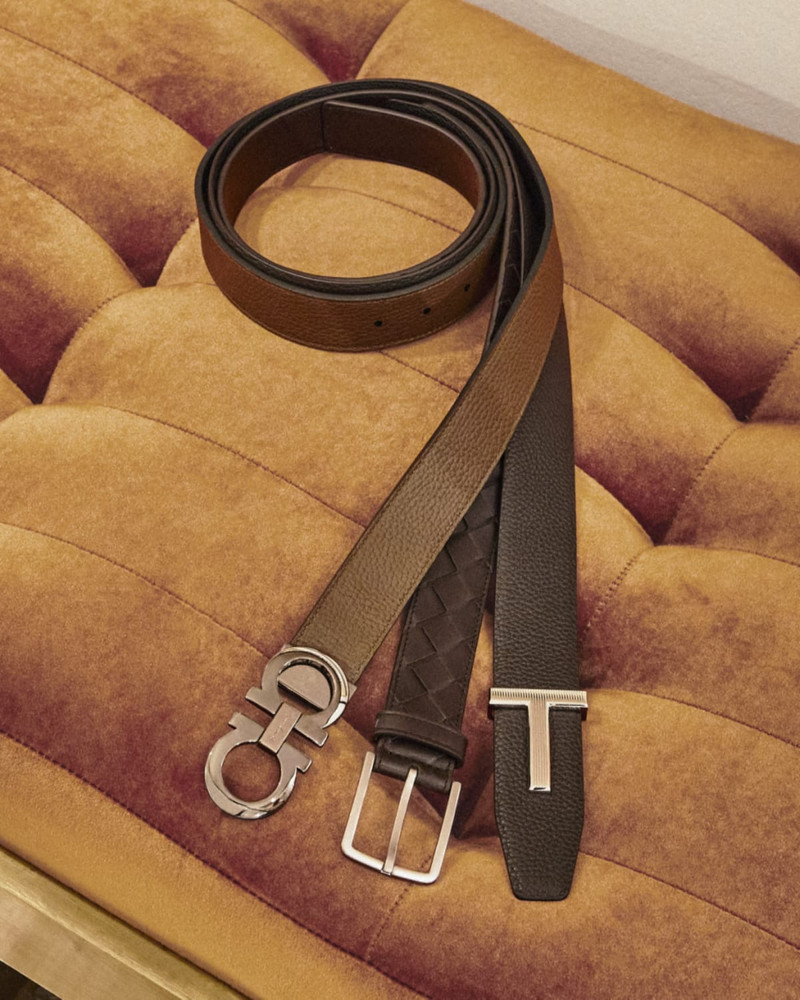 FERRAGAMO Men's Gancini Reversible Pebbled Leather Belt outlook