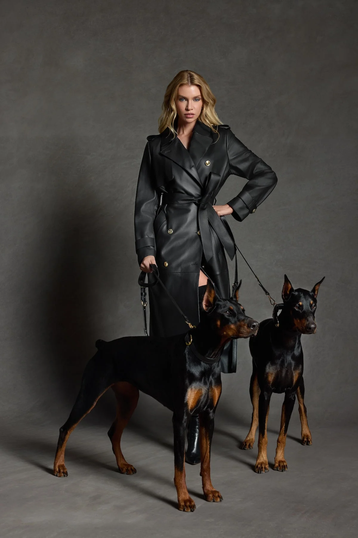 GAEL-V Maxi Leather Trench Coat - 1