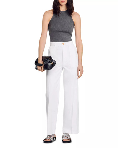 Sandro Paula Cotton High Rise Jeans in White outlook