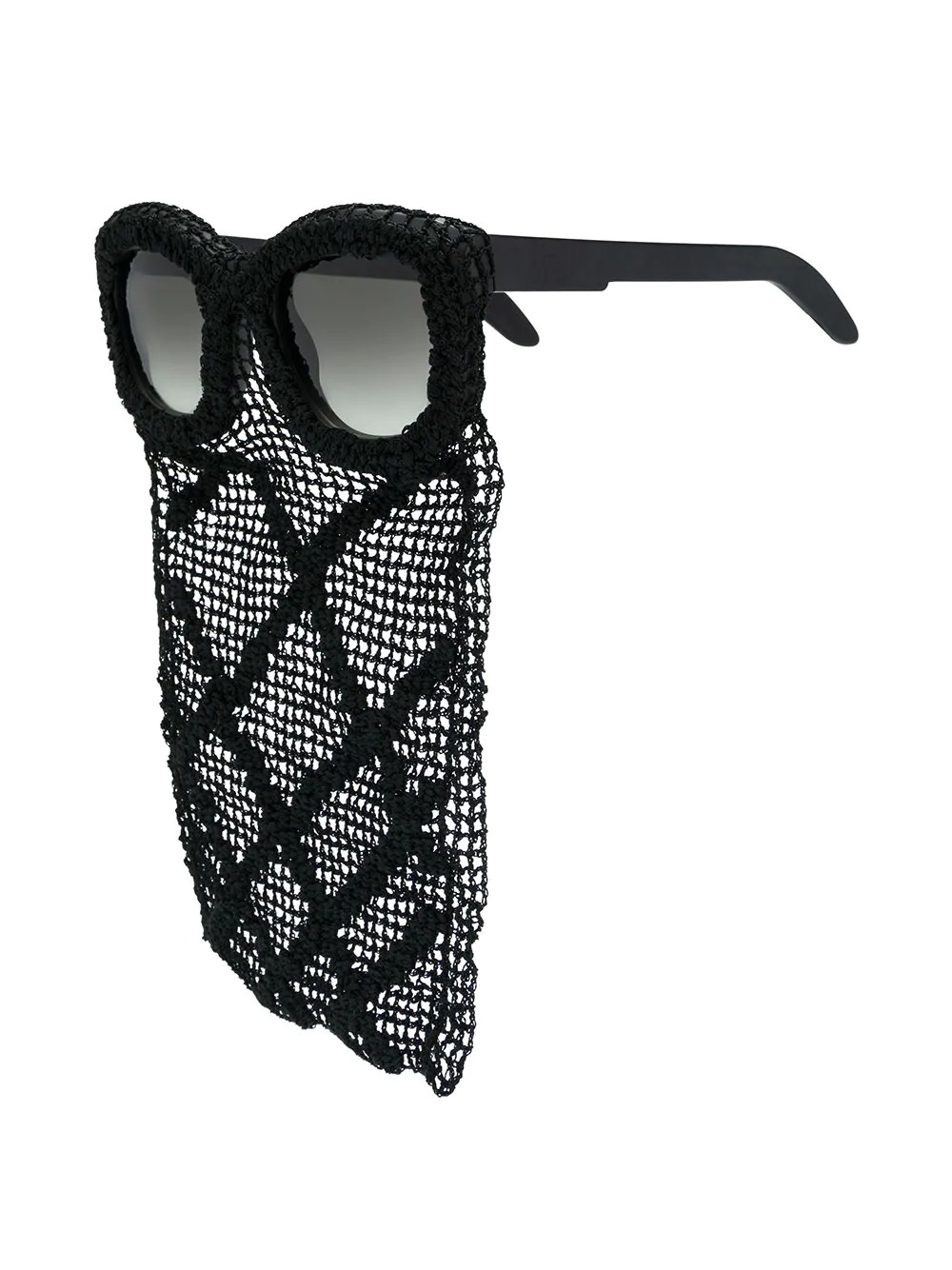 square sunglasses with mesh drape detail - 2